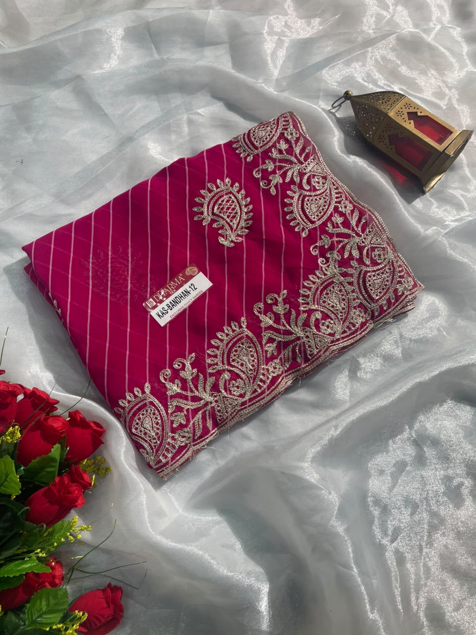 KAS-BANDHAN-12 WEIGHTLESS FABRIC SAREE WITH BEAUTIFUL LEHARIYA PRINT DESIGN WITH CUTWORK WITH BLOUSE