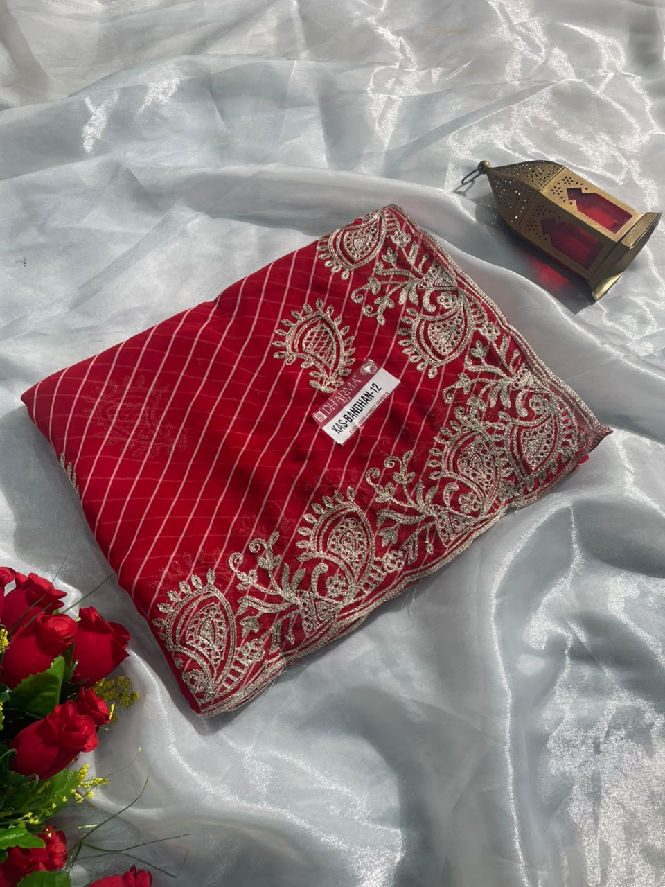 KAS-BANDHAN-12 WEIGHTLESS FABRIC SAREE WITH BEAUTIFUL LEHARIYA PRINT DESIGN WITH CUTWORK WITH BLOUSE