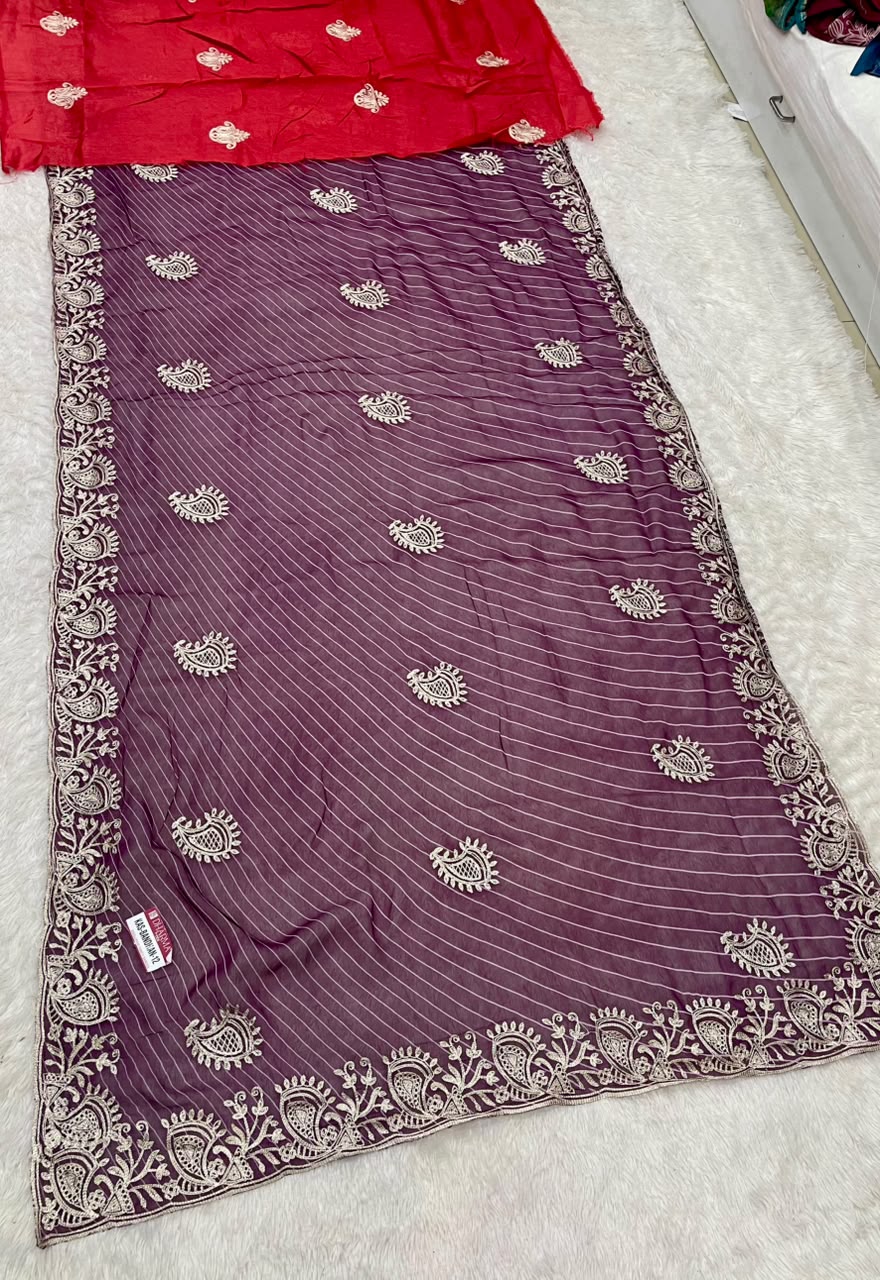 KAS-BANDHAN-12 WEIGHTLESS FABRIC SAREE WITH BEAUTIFUL LEHARIYA PRINT DESIGN WITH CUTWORK WITH BLOUSE