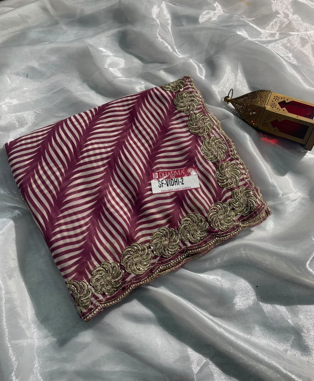 SF-VIDHI-2 WEIGHTLESS SAREE WITH LEHARIYA DESIGN WITH BEAUTIFUL DESIGN WITH EMBROIDERY WORK WITH CUTWORK WITH BLOUSE