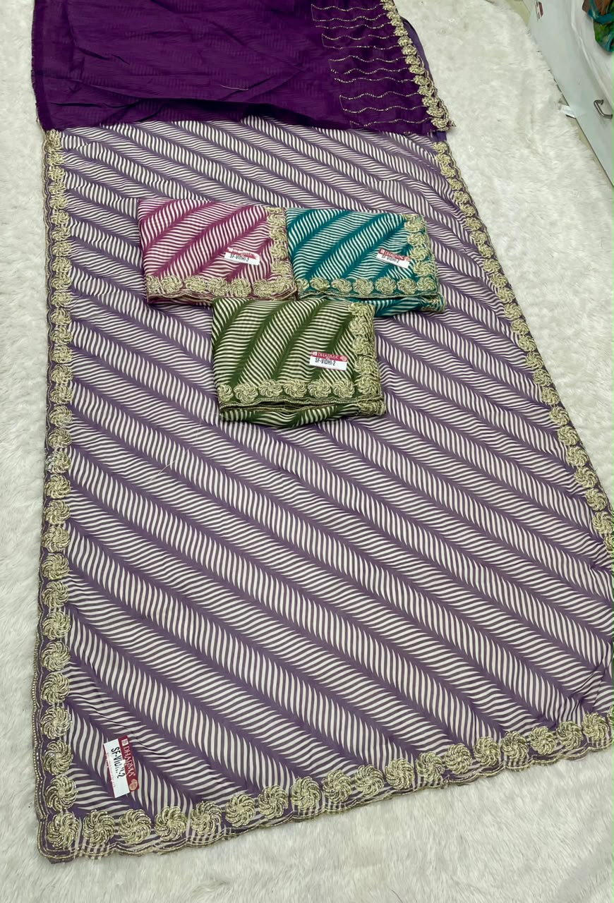 SF-VIDHI-2 WEIGHTLESS SAREE WITH LEHARIYA DESIGN WITH BEAUTIFUL DESIGN WITH EMBROIDERY WORK WITH CUTWORK WITH BLOUSE