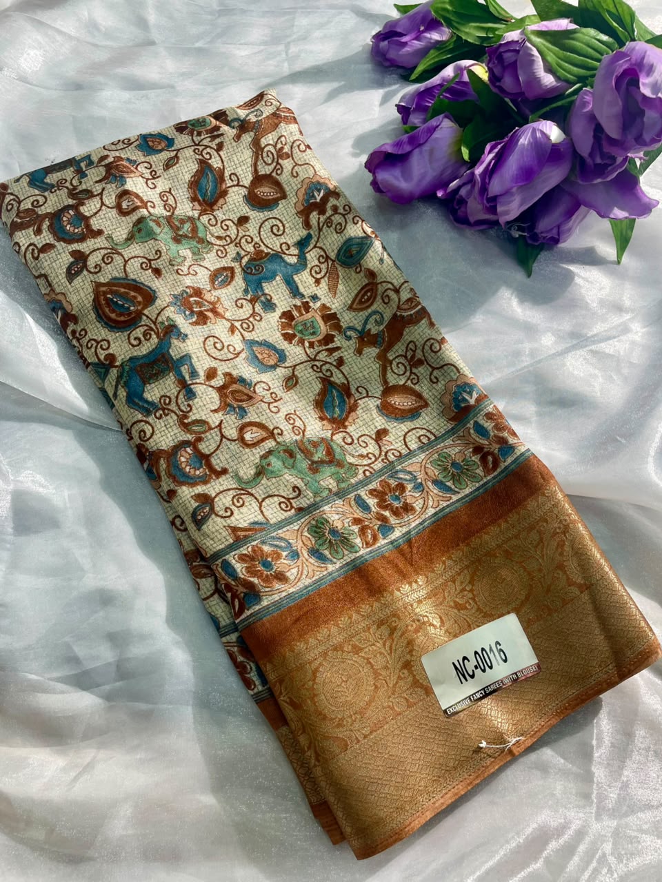 NC-0016 MUSKAN PATTA  SAREE WITH RICH PALLU DESIGN WITH BEAUTIFUL PRINT OPEN BODY WITH BLOUSE