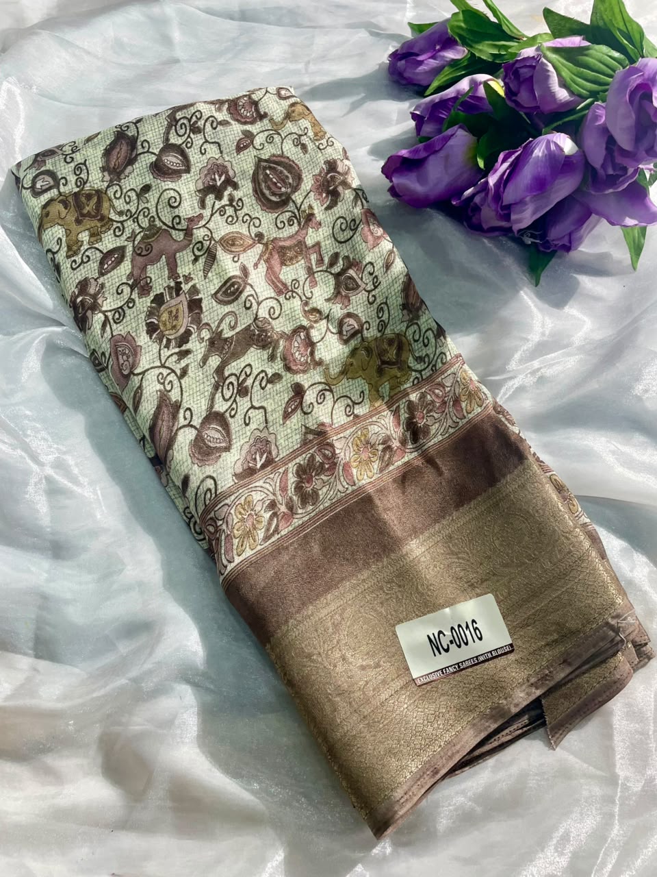 NC-0016 MUSKAN PATTA  SAREE WITH RICH PALLU DESIGN WITH BEAUTIFUL PRINT OPEN BODY WITH BLOUSE