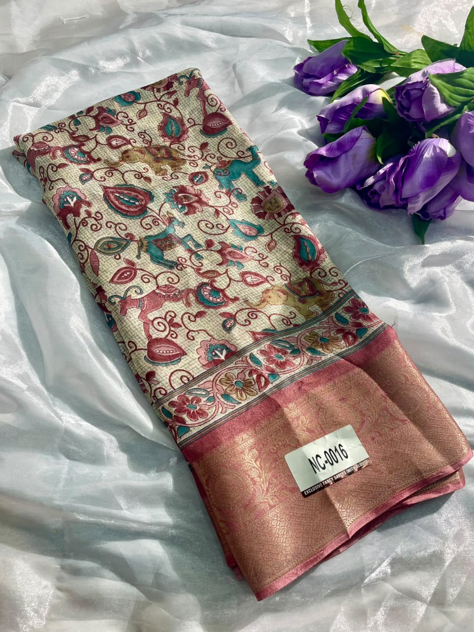 NC-0016 MUSKAN PATTA  SAREE WITH RICH PALLU DESIGN WITH BEAUTIFUL PRINT OPEN BODY WITH BLOUSE