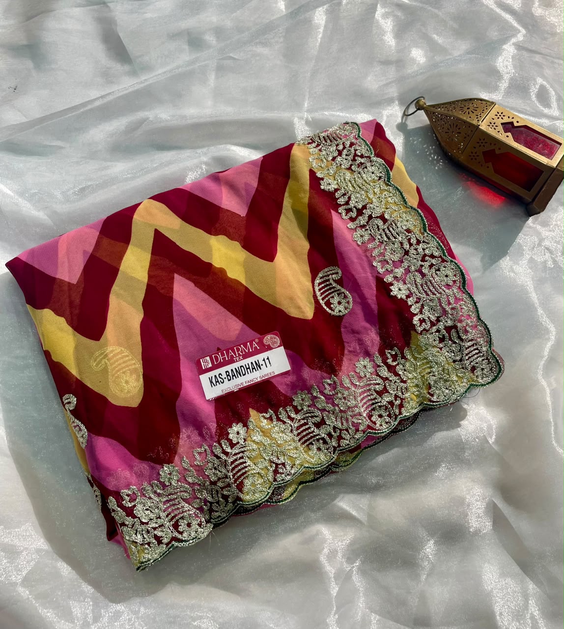 KAS-BANDHAN-11 WEIGHTLESS FABRIC SAREE WITH BEAUTIFUL LEHARIYA PRINT DESIGN WITH CUTWORK WITH BLOUSE
