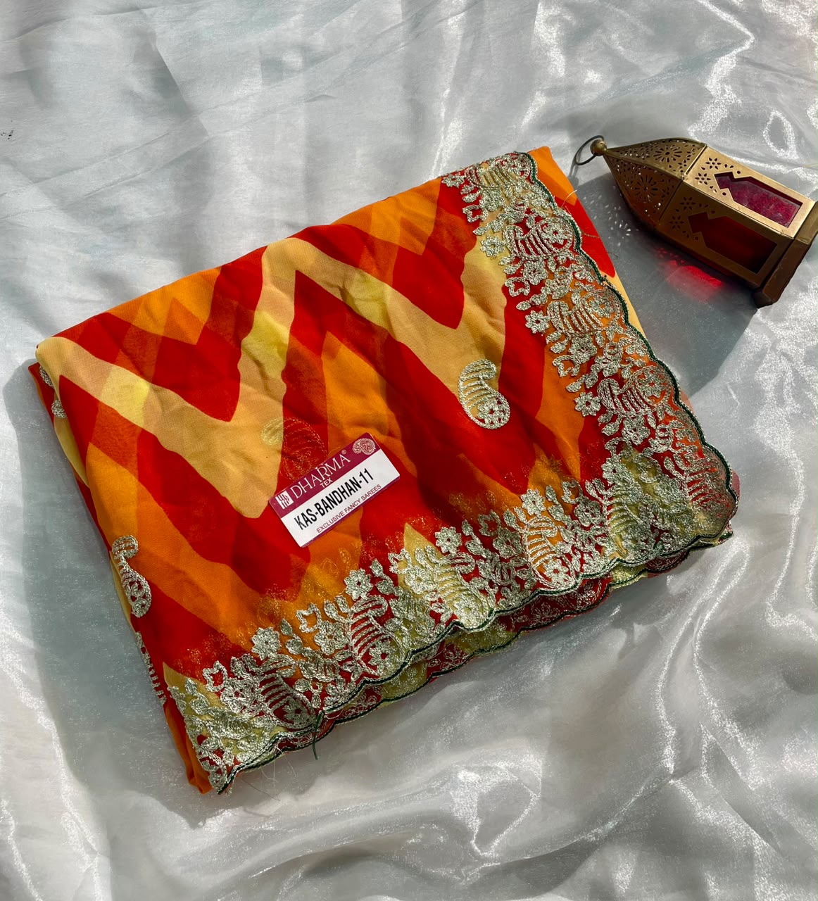 KAS-BANDHAN-11 WEIGHTLESS FABRIC SAREE WITH BEAUTIFUL LEHARIYA PRINT DESIGN WITH CUTWORK WITH BLOUSE