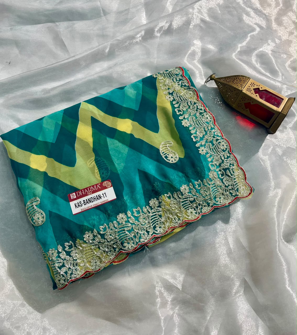 KAS-BANDHAN-11 WEIGHTLESS FABRIC SAREE WITH BEAUTIFUL LEHARIYA PRINT DESIGN WITH CUTWORK WITH BLOUSE