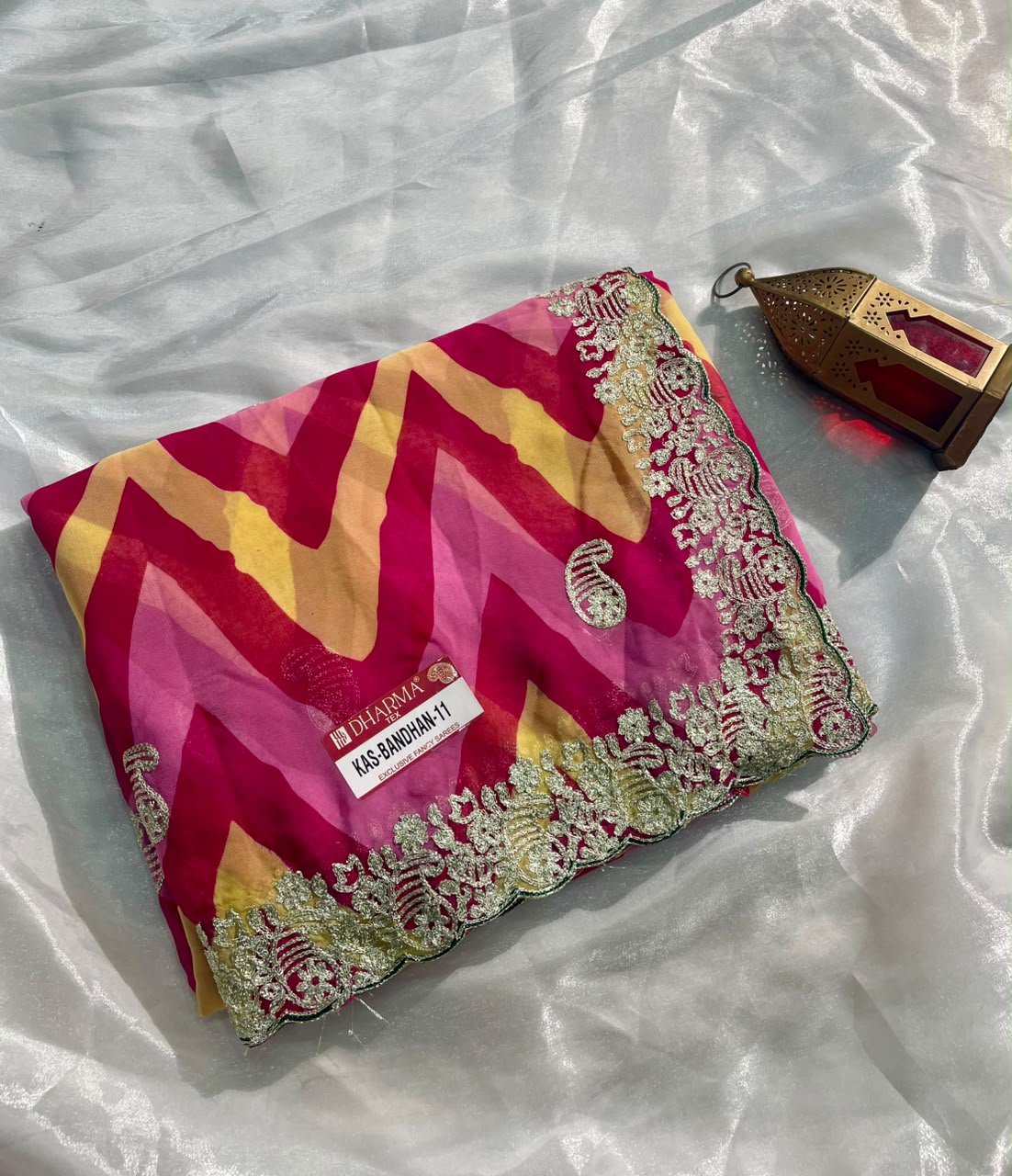 KAS-BANDHAN-11 WEIGHTLESS FABRIC SAREE WITH BEAUTIFUL LEHARIYA PRINT DESIGN WITH CUTWORK WITH BLOUSE