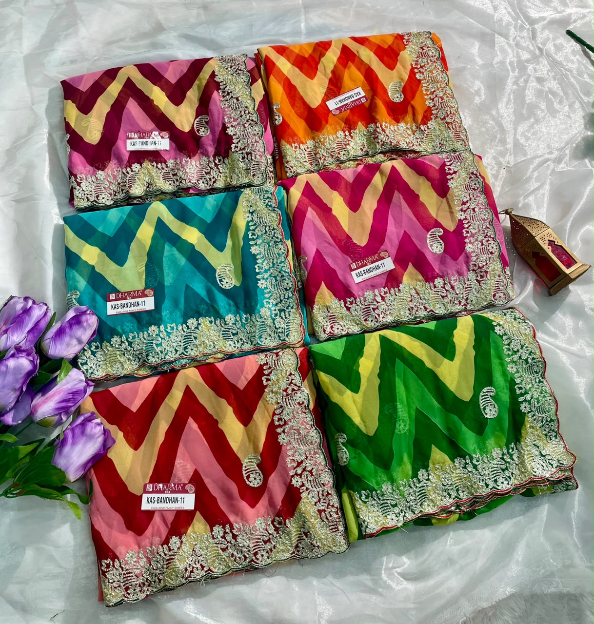 KAS-BANDHAN-11 WEIGHTLESS FABRIC SAREE WITH BEAUTIFUL LEHARIYA PRINT DESIGN WITH CUTWORK WITH BLOUSE