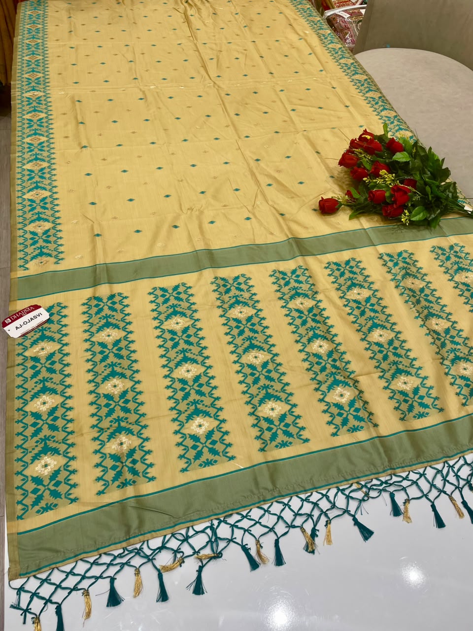 AJ-OJASVI FANCY FABRIC SAREE WITH RICH PALLU DESIGN WITH BEAUTIFUL DESIGN WITH PIPING WITH TASSELS WITH BLOUSE