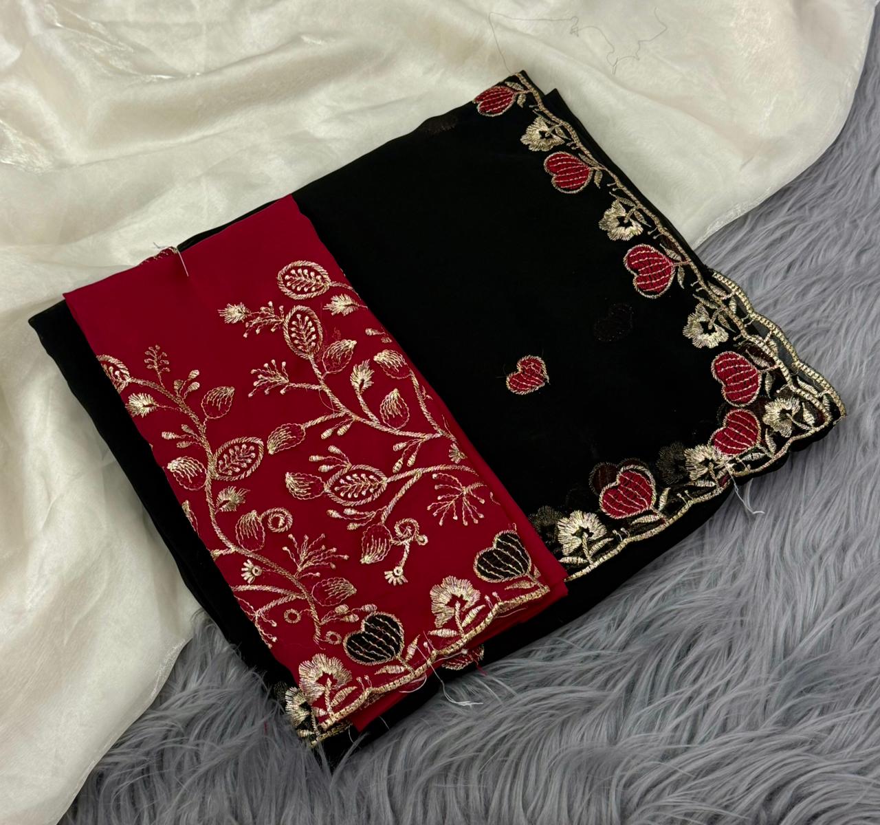 NN-2189 RANGOLI FABRIC SAREE WITH BEAUTIFUL DESIGN WITH EMBROIDERY WORK WITH CUTWORK WITH HEAVY EMBROIDERY BLOUSE