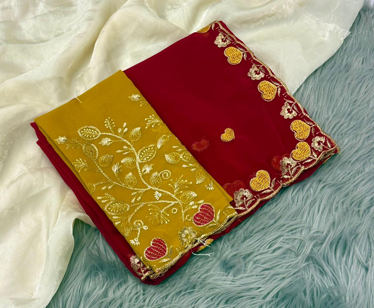 NN-2189 RANGOLI FABRIC SAREE WITH BEAUTIFUL DESIGN WITH EMBROIDERY WORK WITH CUTWORK WITH HEAVY EMBROIDERY BLOUSE