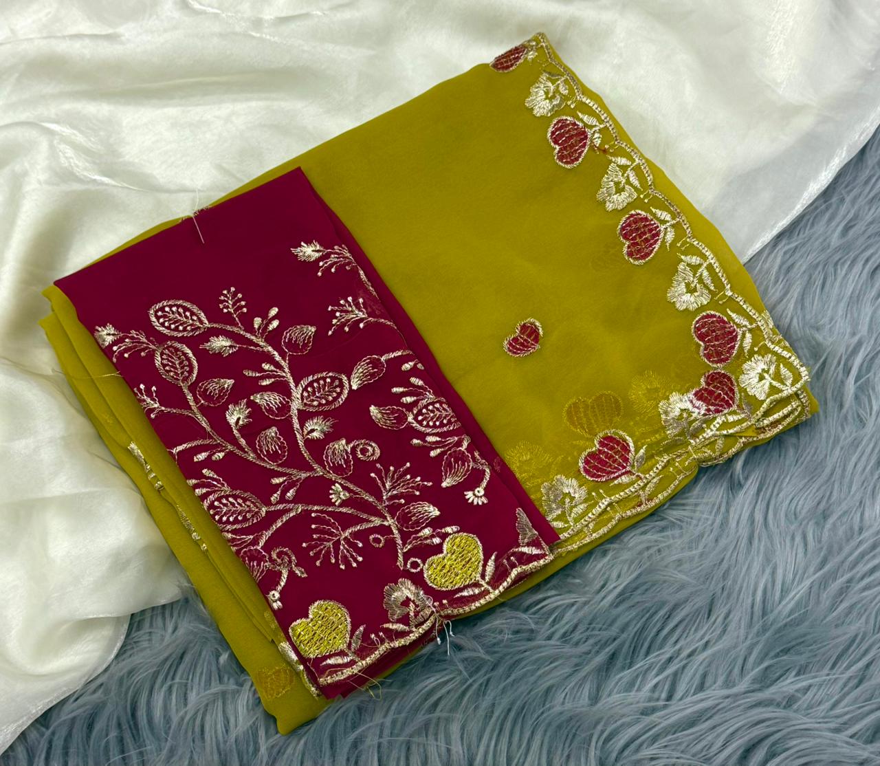 NN-2189 RANGOLI FABRIC SAREE WITH BEAUTIFUL DESIGN WITH EMBROIDERY WORK WITH CUTWORK WITH HEAVY EMBROIDERY BLOUSE