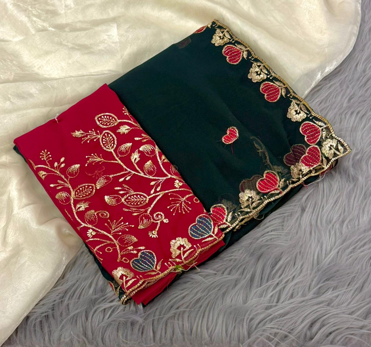NN-2189 RANGOLI FABRIC SAREE WITH BEAUTIFUL DESIGN WITH EMBROIDERY WORK WITH CUTWORK WITH HEAVY EMBROIDERY BLOUSE