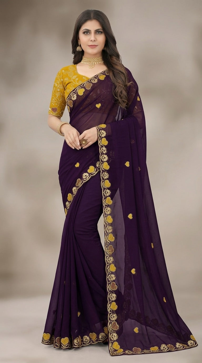 NN-2189 RANGOLI FABRIC SAREE WITH BEAUTIFUL DESIGN WITH EMBROIDERY WORK WITH CUTWORK WITH HEAVY EMBROIDERY BLOUSE