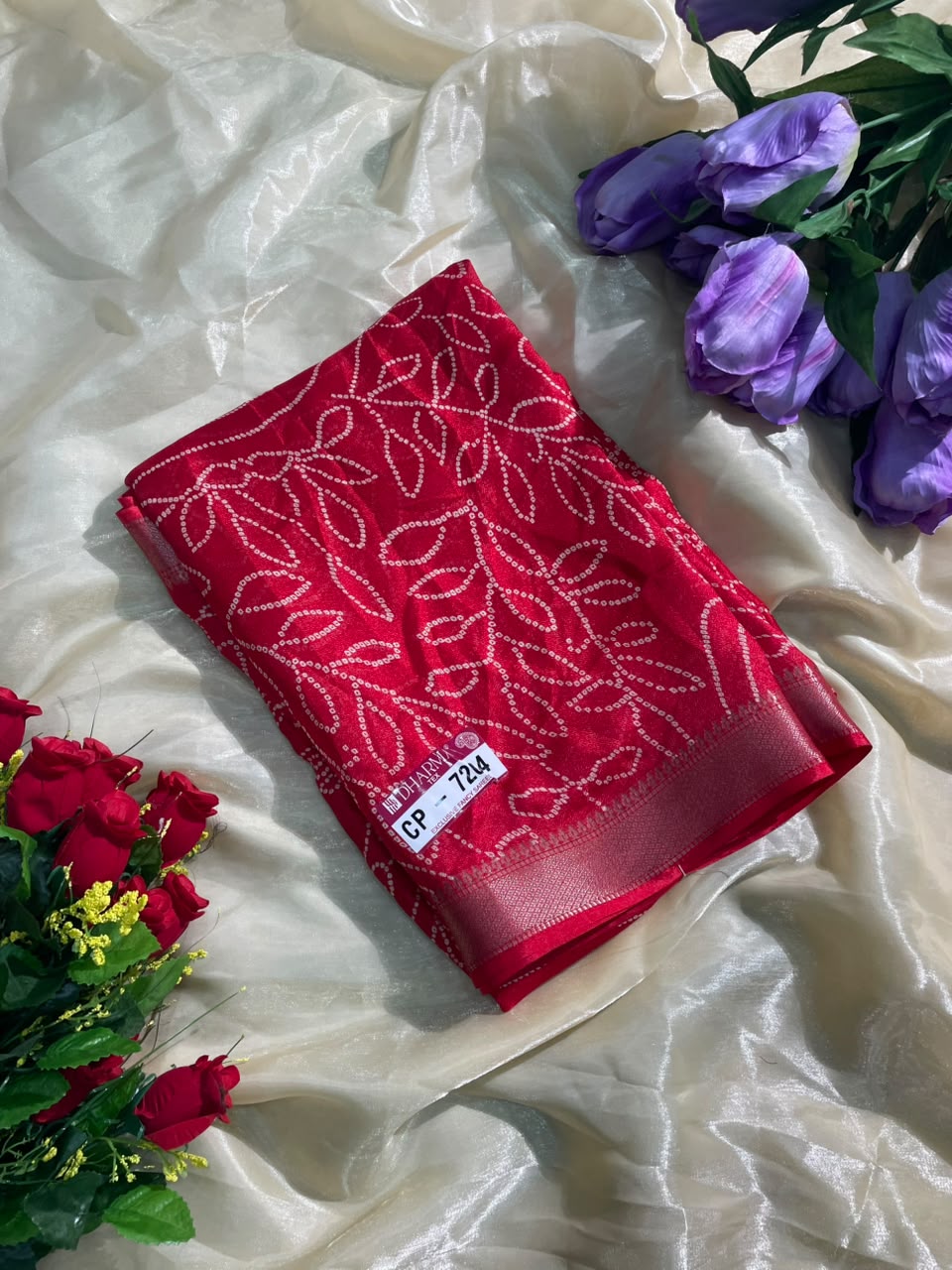 CP-7204 DULL MOSS FABRIC SAREE WITH RICH PALLU DESIGN WITH HEAVY PRINT WITH BLOUSE