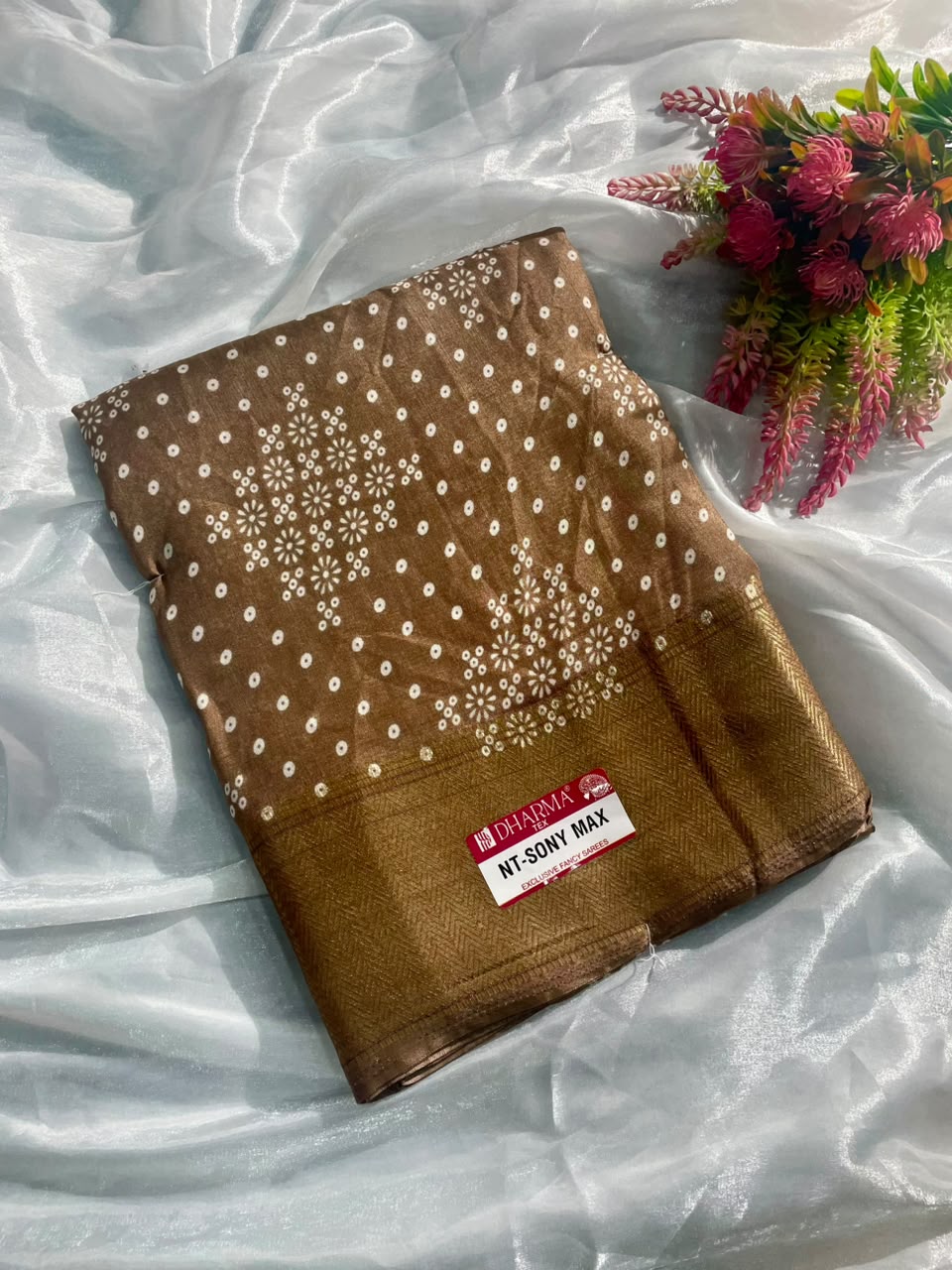 NT-SONY MAX DOLA DOBBY FABRIC SAREE WITH  BEAUTIFUL DESIGN WITH JACUARD BORDER WITH BLOUSE