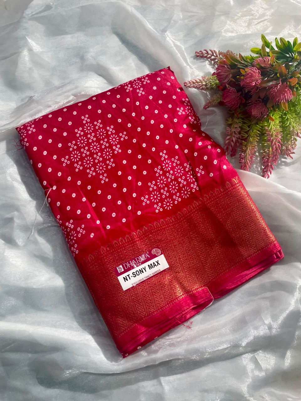 NT-SONY MAX DOLA DOBBY FABRIC SAREE WITH  BEAUTIFUL DESIGN WITH JACUARD BORDER WITH BLOUSE