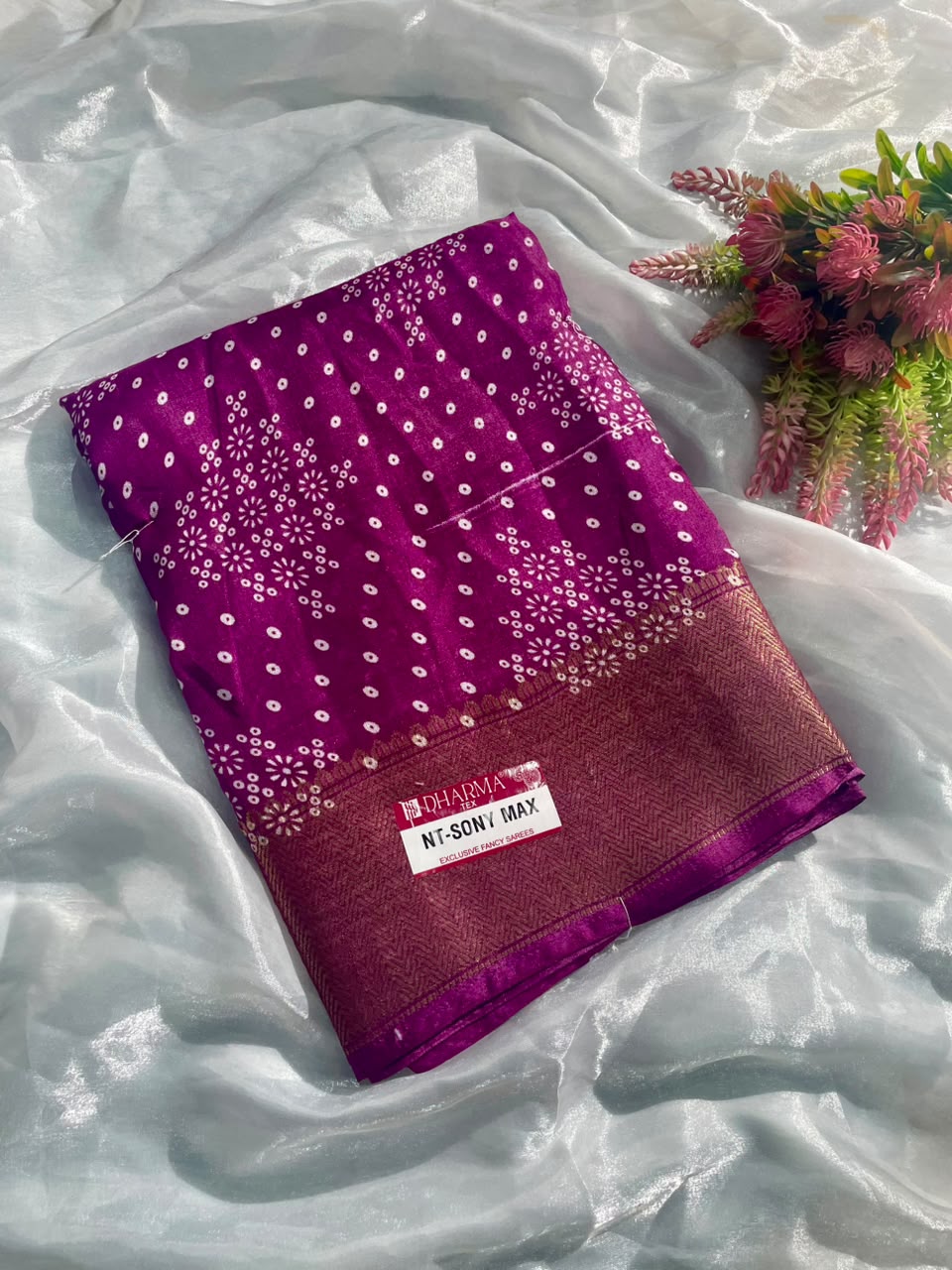 NT-SONY MAX DOLA DOBBY FABRIC SAREE WITH  BEAUTIFUL DESIGN WITH JACUARD BORDER WITH BLOUSE
