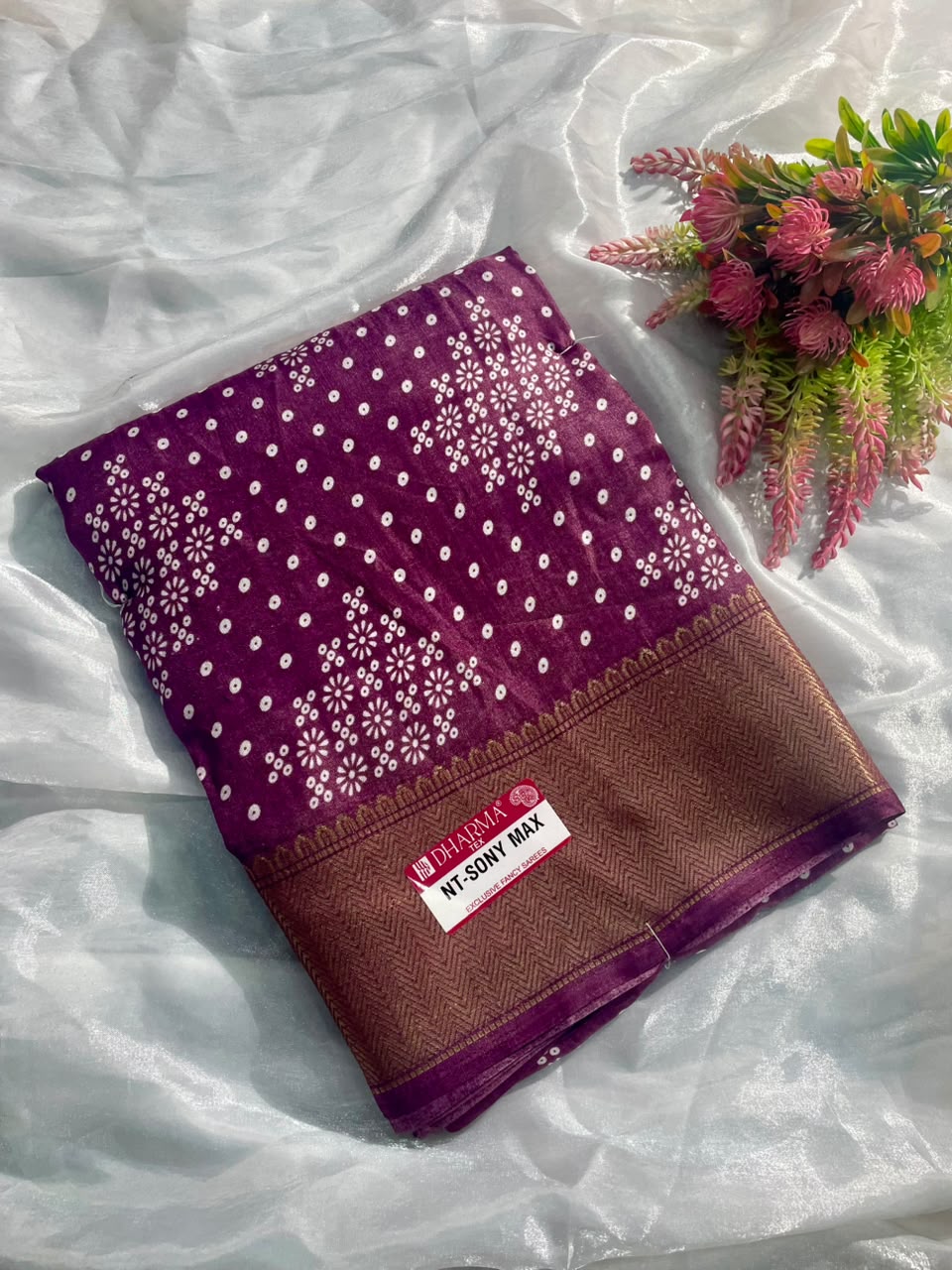NT-SONY MAX DOLA DOBBY FABRIC SAREE WITH  BEAUTIFUL DESIGN WITH JACUARD BORDER WITH BLOUSE