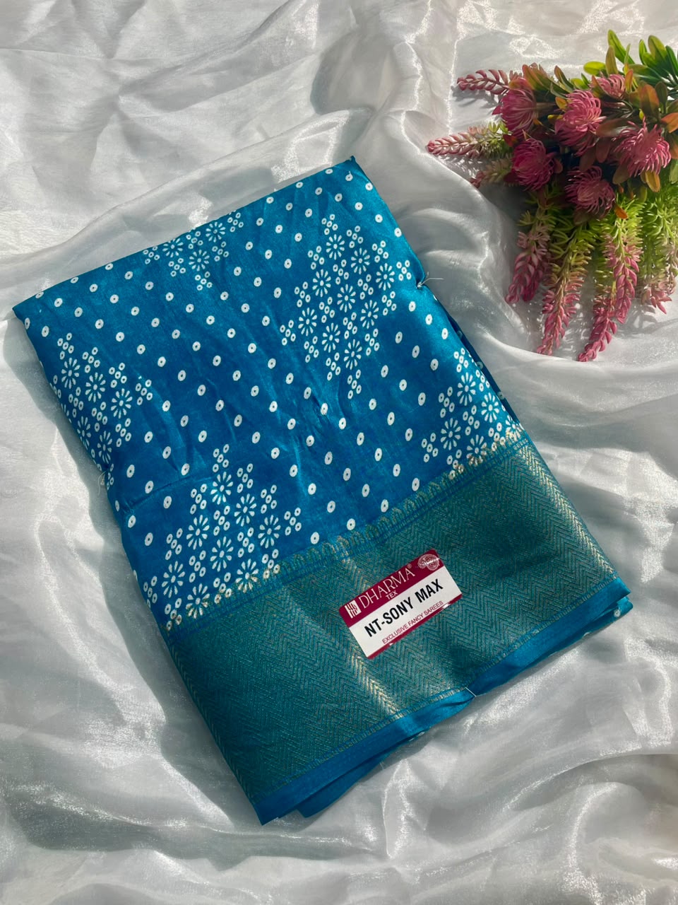 NT-SONY MAX DOLA DOBBY FABRIC SAREE WITH  BEAUTIFUL DESIGN WITH JACUARD BORDER WITH BLOUSE