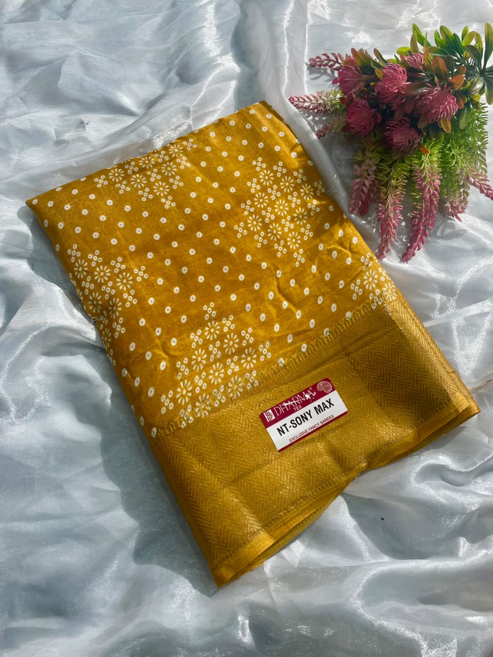 NT-SONY MAX DOLA DOBBY FABRIC SAREE WITH  BEAUTIFUL DESIGN WITH JACUARD BORDER WITH BLOUSE