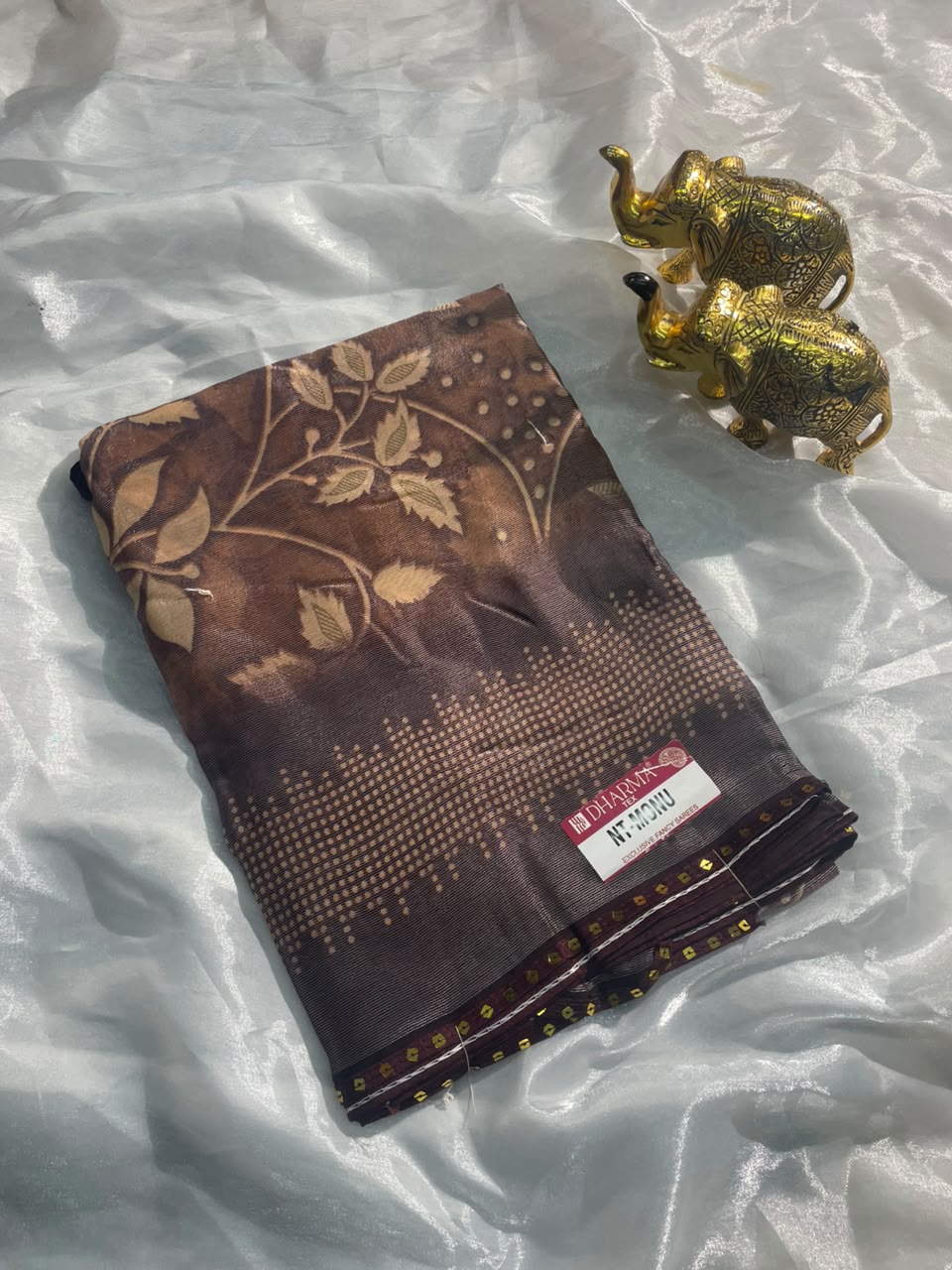 NT-MONU BRASSO FABRIC SAREE WITH RICH PALLU DESIGN WITH SEQUENCE BORDER WITH FLKORAL DESIGN ON BODY WITH BLOUSE