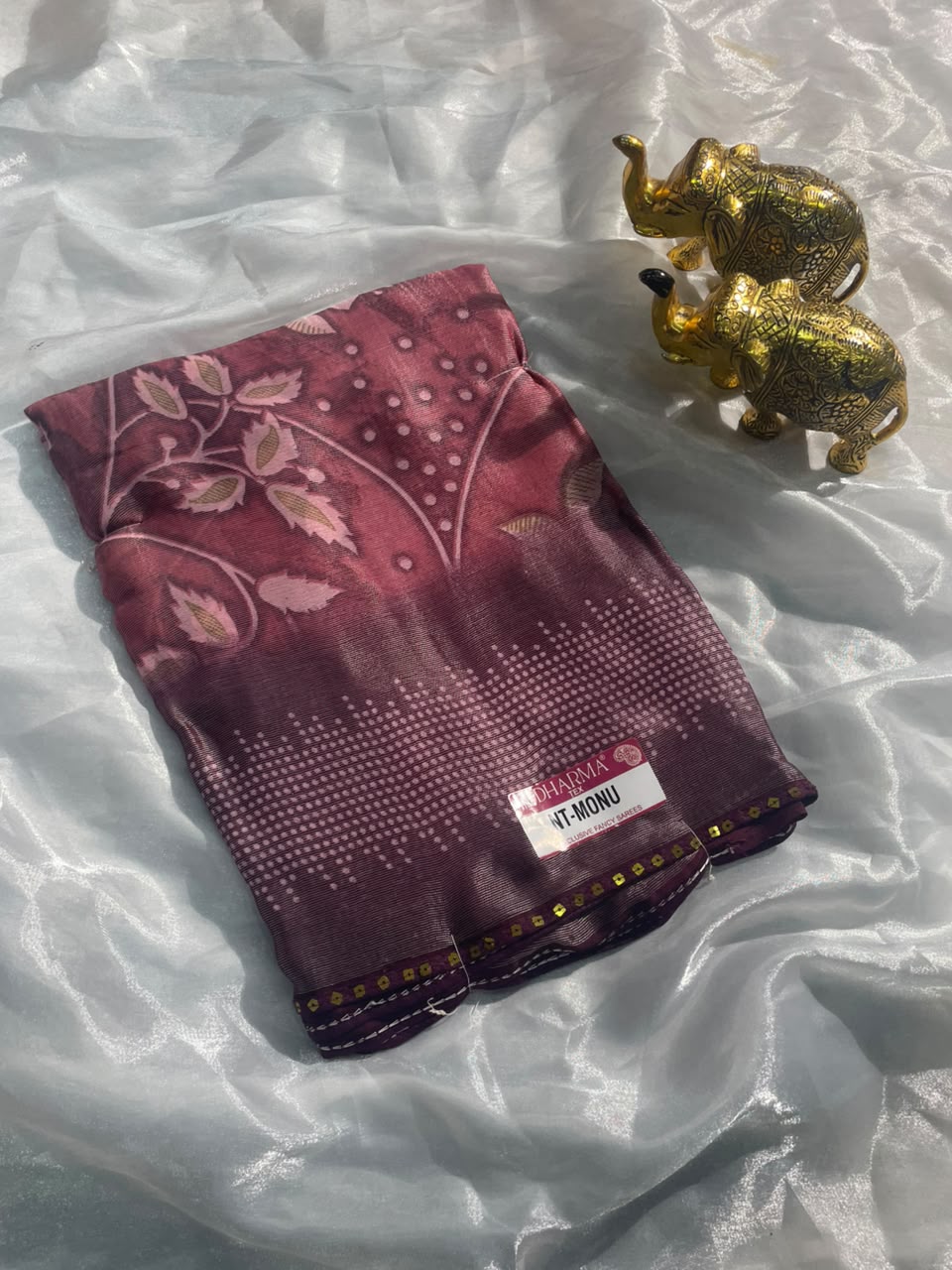 NT-MONU BRASSO FABRIC SAREE WITH RICH PALLU DESIGN WITH SEQUENCE BORDER WITH FLKORAL DESIGN ON BODY WITH BLOUSE