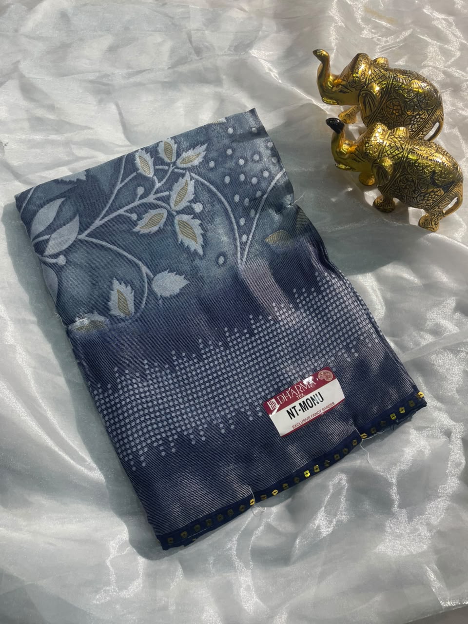 NT-MONU BRASSO FABRIC SAREE WITH RICH PALLU DESIGN WITH SEQUENCE BORDER WITH FLKORAL DESIGN ON BODY WITH BLOUSE