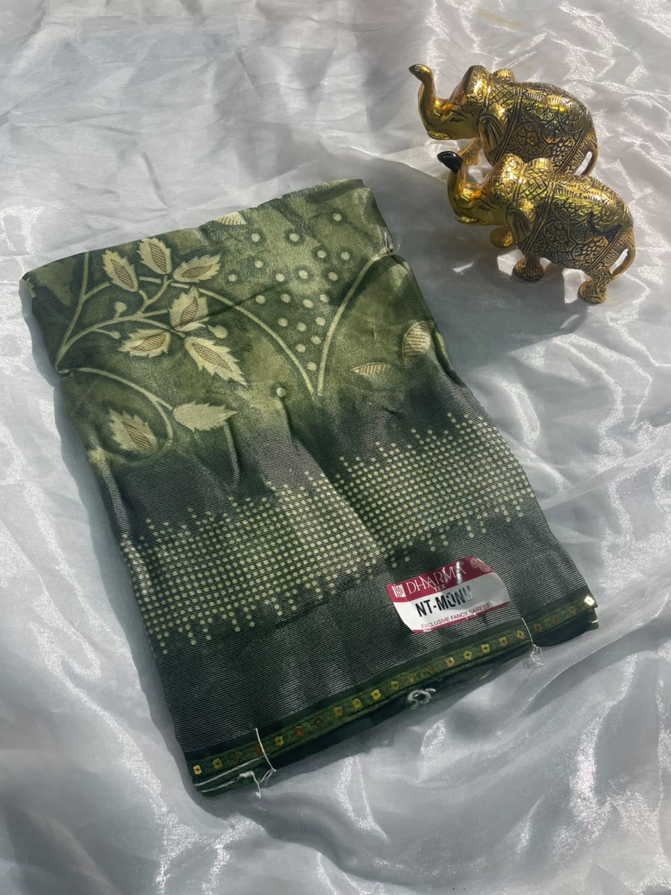 NT-MONU BRASSO FABRIC SAREE WITH RICH PALLU DESIGN WITH SEQUENCE BORDER WITH FLKORAL DESIGN ON BODY WITH BLOUSE