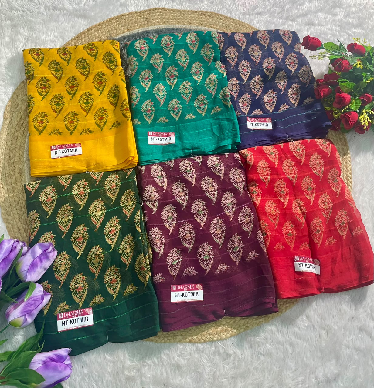 NT-KOTMIR WEIGHTLESS FABRIC SAREE WITH BEATIFUL DESIGN WITH FANCY PATTERN WITH PADDING DISCHARGES WORK WITH BLOUSE