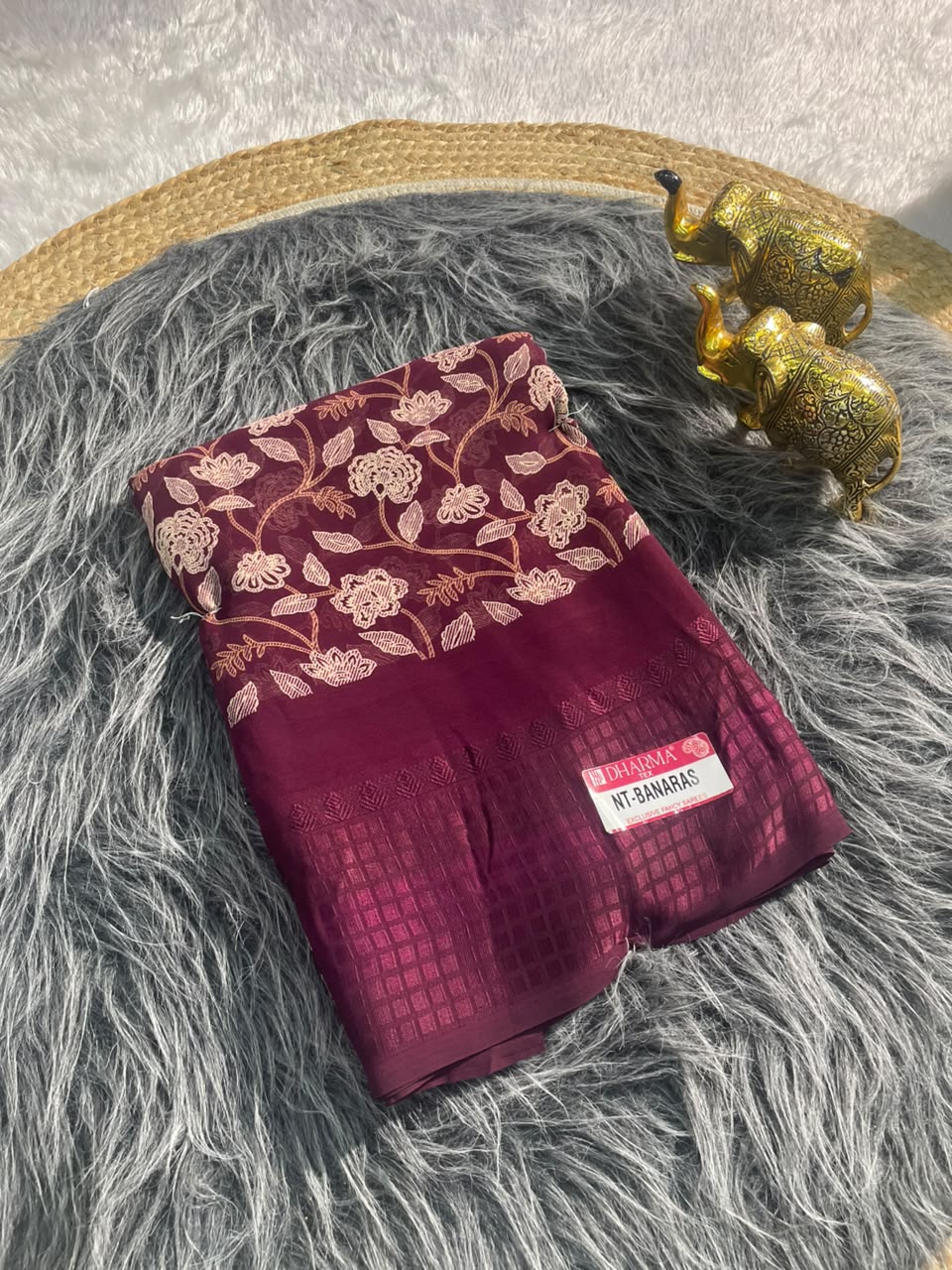 NT-BANARAS HEAVY GEORGETTE FABRIC SAREE WITH RICH PALLU DESIGN WITH BEAUTIFUL TURBO BORDER WITH FLORAL DESIGN WITH PADDING DISCHARGE WORK WITH BLOUSE