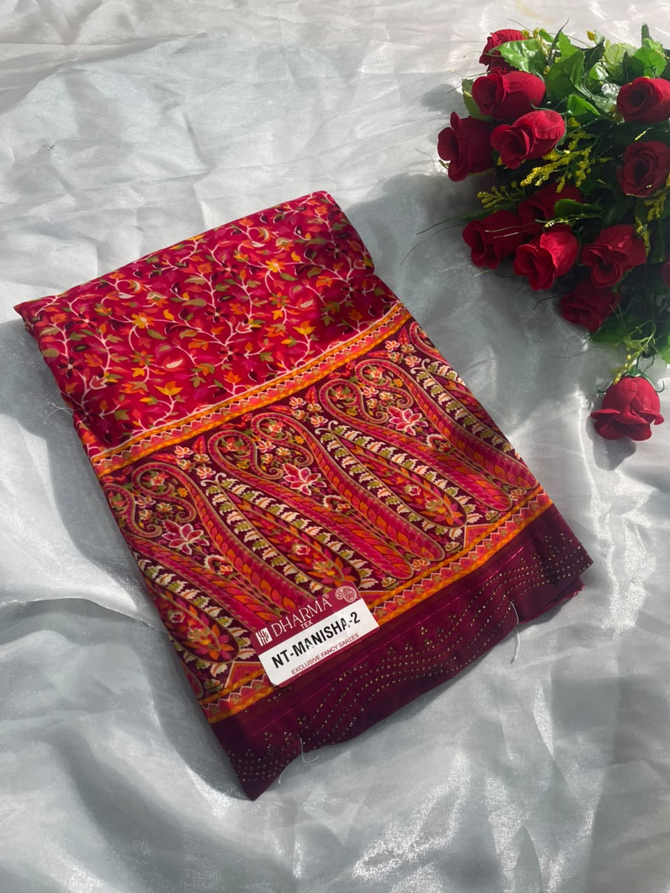 NT-MANISHA-2 STAR GEORGETTE FABRIC SAREE WITH BEAUTIFUL CARRY DESUGN WITH HEAVY DESIGN ON BODY WITH BLOUSE