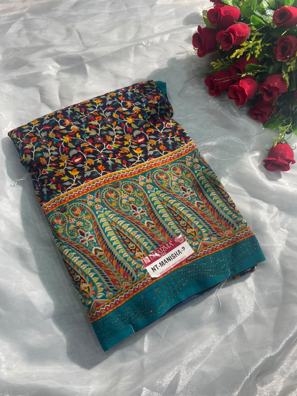 NT-MANISHA-2 STAR GEORGETTE FABRIC SAREE WITH BEAUTIFUL CARRY DESUGN WITH HEAVY DESIGN ON BODY WITH BLOUSE