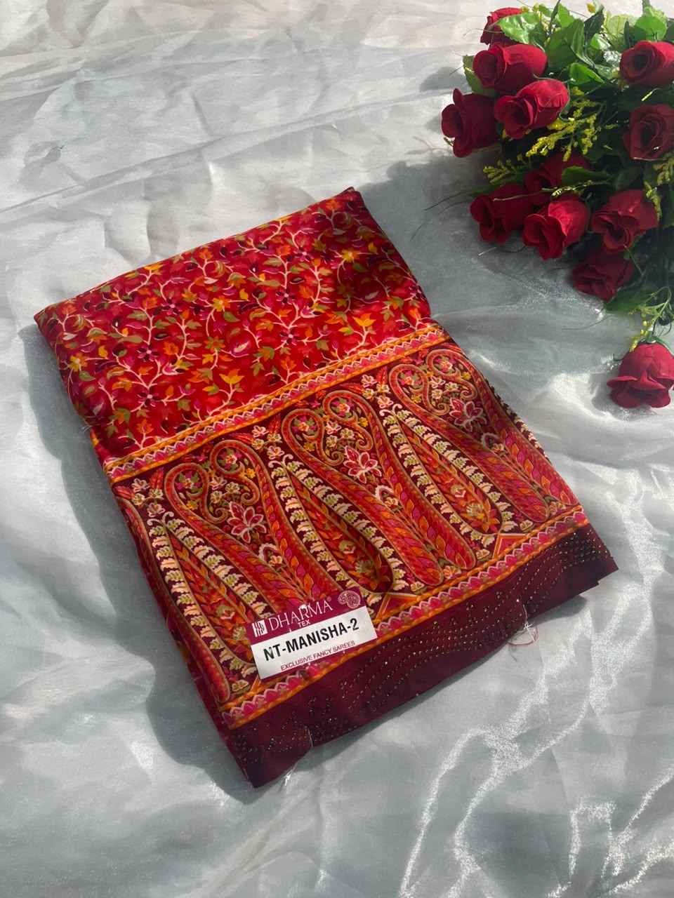 NT-MANISHA-2 STAR GEORGETTE FABRIC SAREE WITH BEAUTIFUL CARRY DESUGN WITH HEAVY DESIGN ON BODY WITH BLOUSE