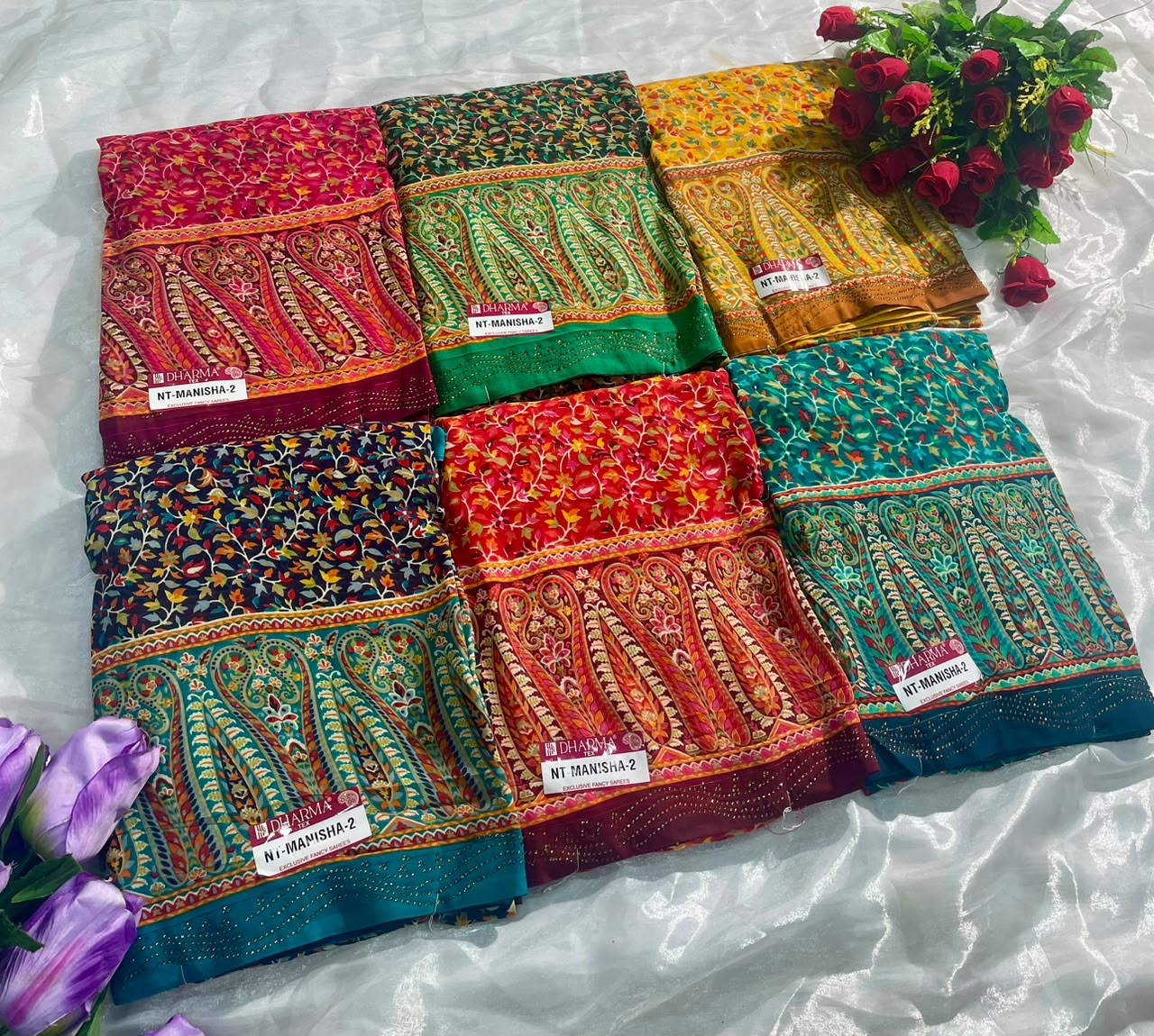 NT-MANISHA-2 STAR GEORGETTE FABRIC SAREE WITH BEAUTIFUL CARRY DESUGN WITH HEAVY DESIGN ON BODY WITH BLOUSE