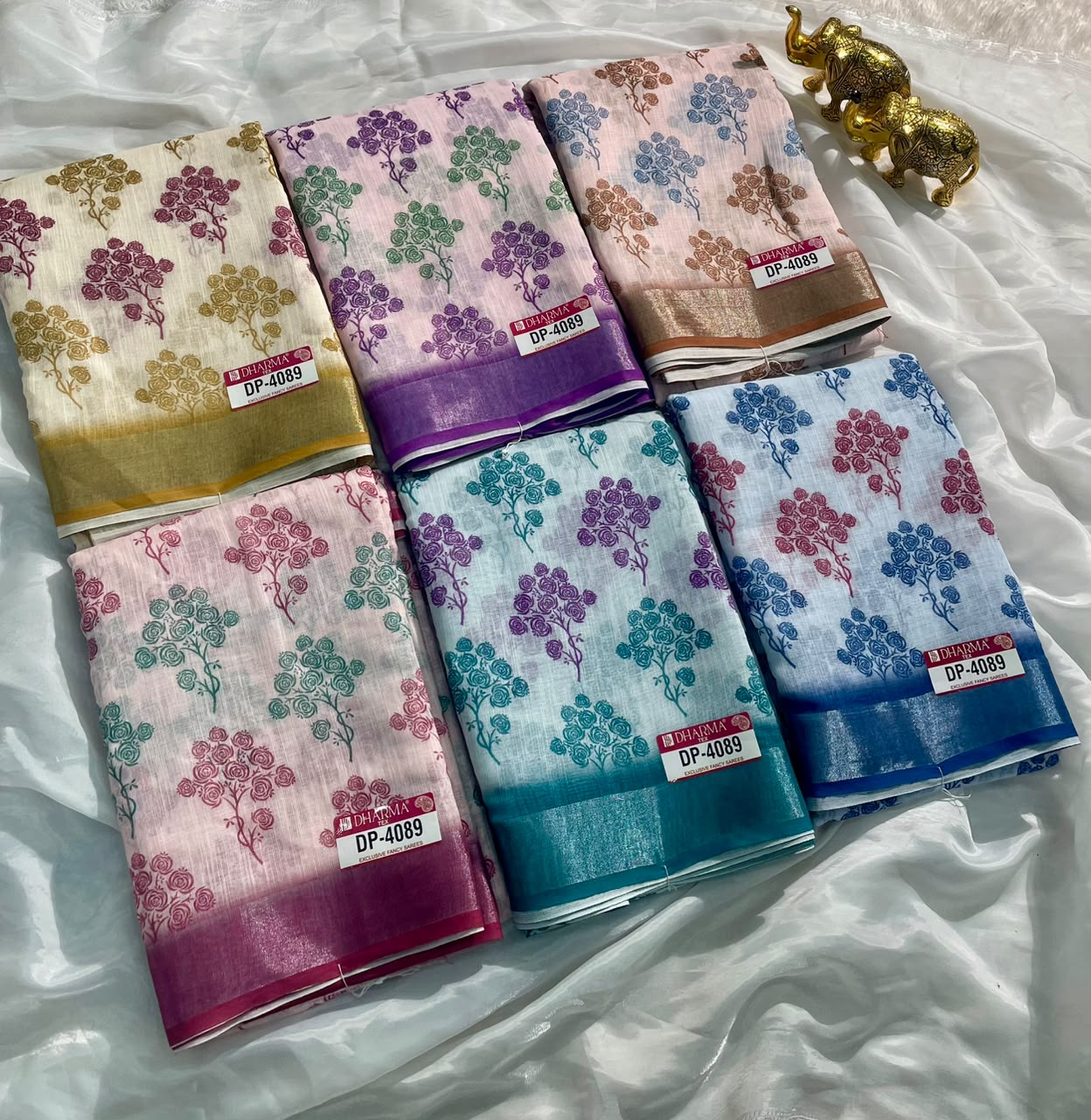 DP-4089 DULL MOSS FABRIC SAREE WITH BEAUTIFUL DESIGN WITH RICH PALLU WITH BLOUSE