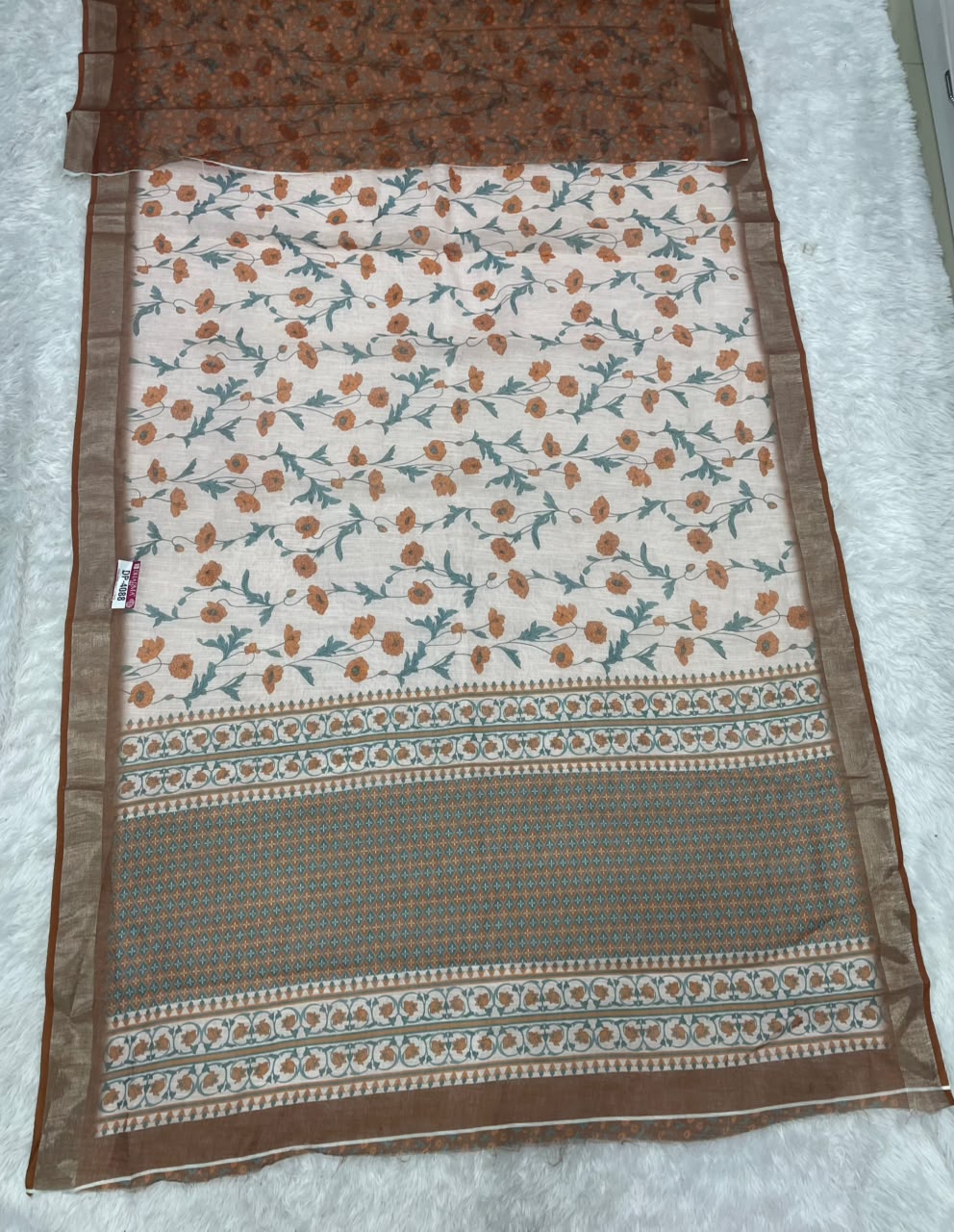 DP-4088 DULL MOSS FABRIC SAREE WITH RICH PALLU DESIGN WITH FLORAL DESIGN ON SAREE WITH BLOUSE