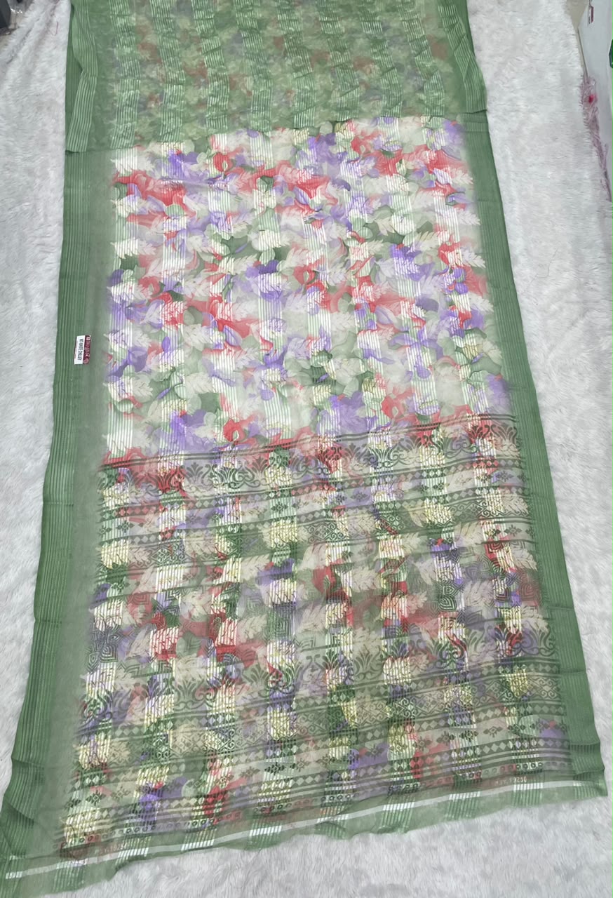 NT-WHITE CHILLEY WEIGHTLESS DOBBY FABRIC  SAREE WITH WHITE CHILLEY DESIGN WITH BLOUSE