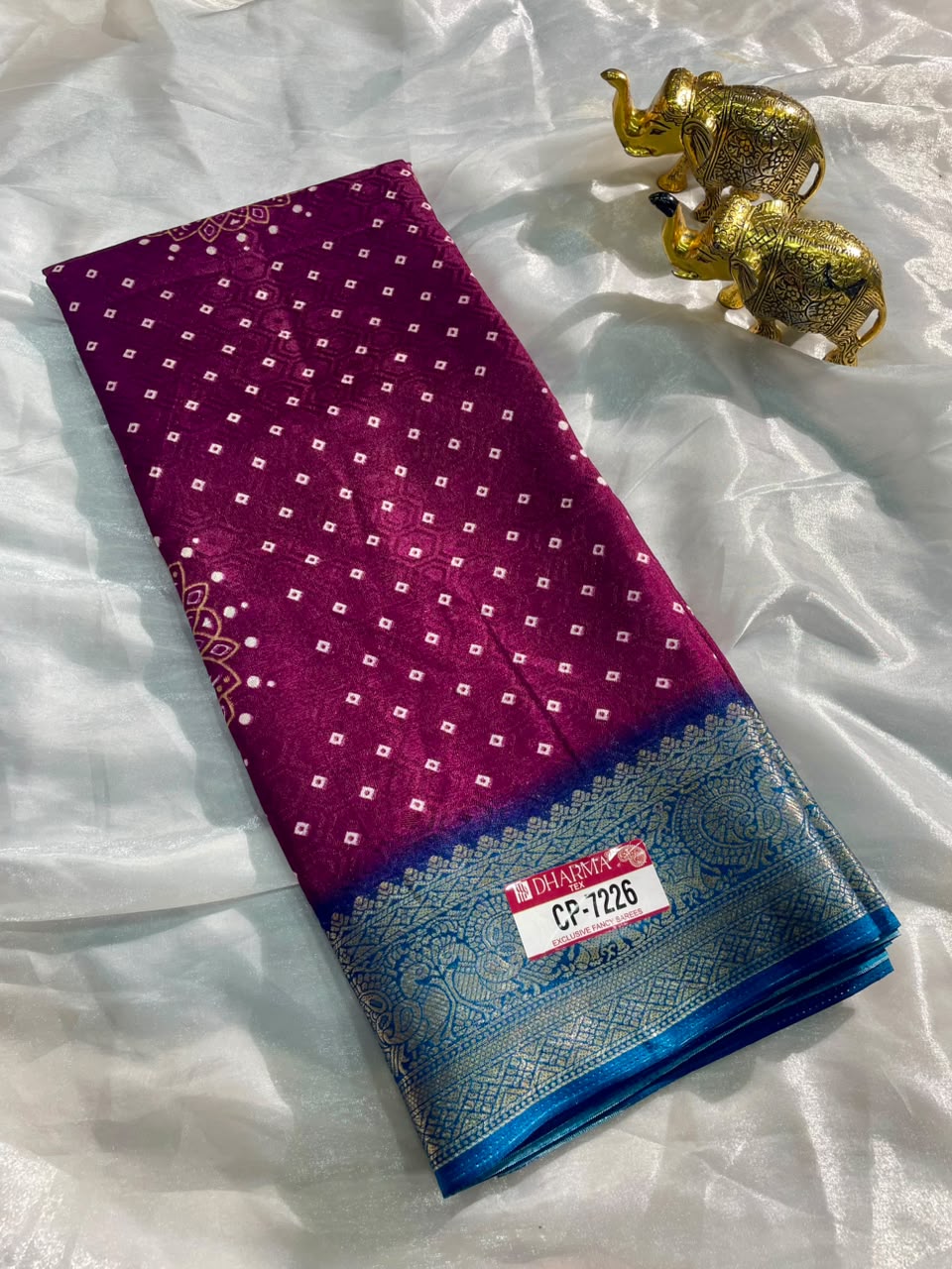 CP-7226 SOFT DOLA FABRIC SAREE WITH BEAUTIFUL DESIGN WITH RICH PALLU DESIGN WITH BLOUSE