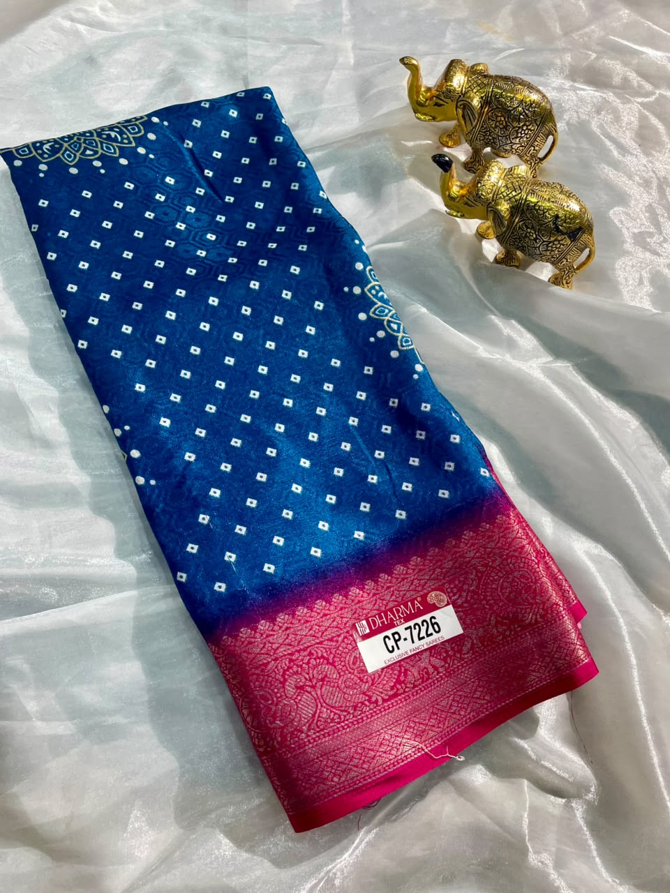 CP-7226 SOFT DOLA FABRIC SAREE WITH BEAUTIFUL DESIGN WITH RICH PALLU DESIGN WITH BLOUSE