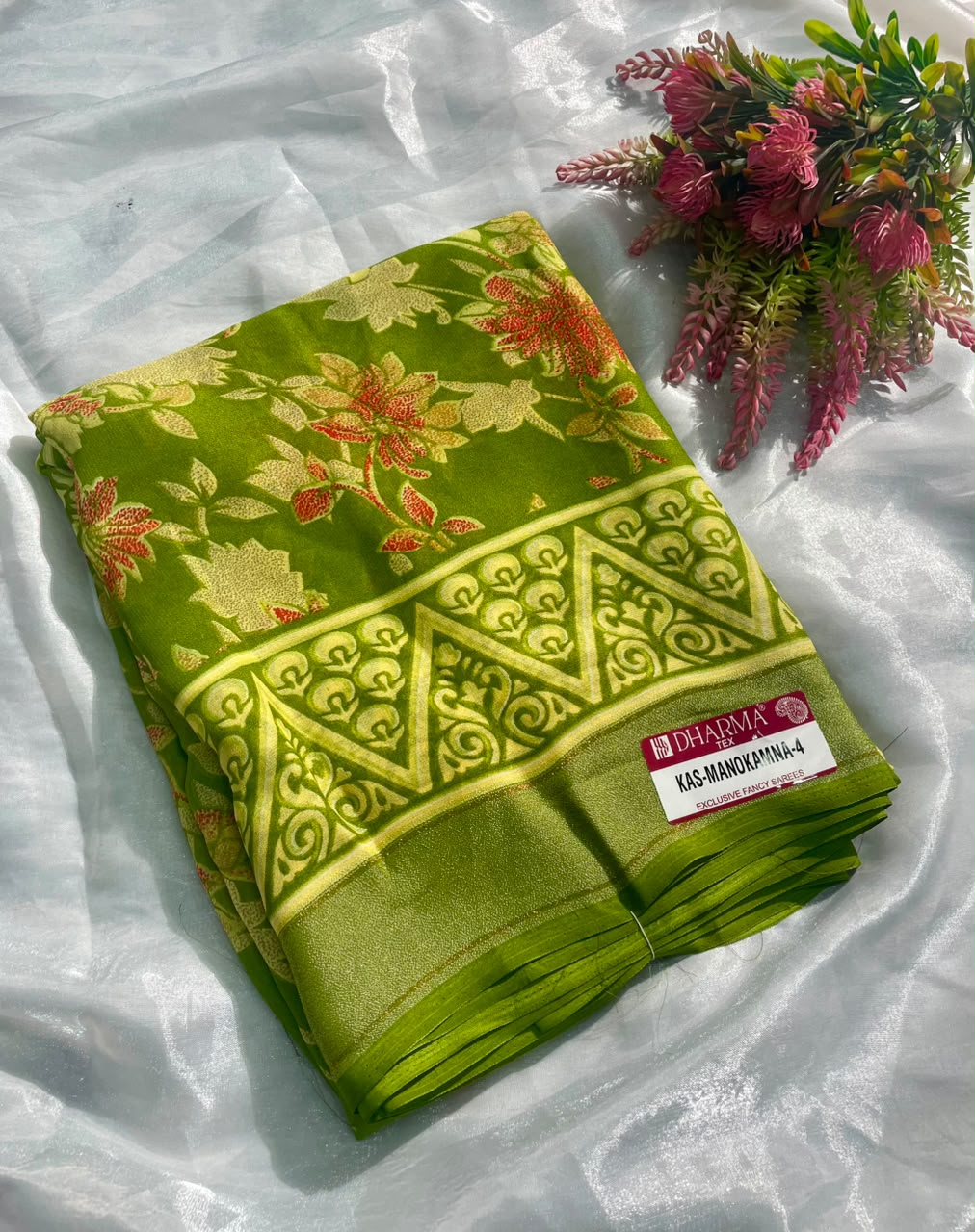 KAS-MANOKAMNA-4 PREMIUM VISKOS PATTA SAREE FEATURING AN ELEGANT FLORAL PRINT WITH A BEAUTIFUL DESIGNER BORDER WITH BEAUTIFUL BLOUSE