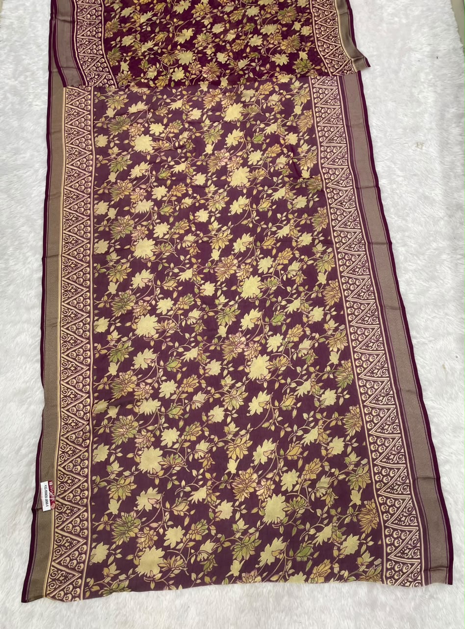 KAS-MANOKAMNA-4 PREMIUM VISKOS PATTA SAREE FEATURING AN ELEGANT FLORAL PRINT WITH A BEAUTIFUL DESIGNER BORDER WITH BEAUTIFUL BLOUSE