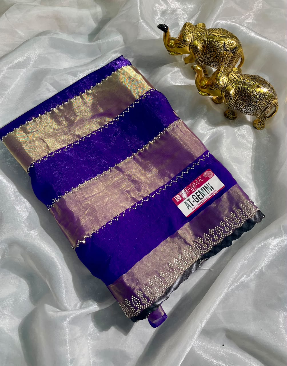 AT-GEMINI SATIN PATTA FABRIC SAREE WITH BEAUITFUL DESIGN WITH TRENDING SAREE AND SIROSKI WORK ON SAREE WITH BLOUSE