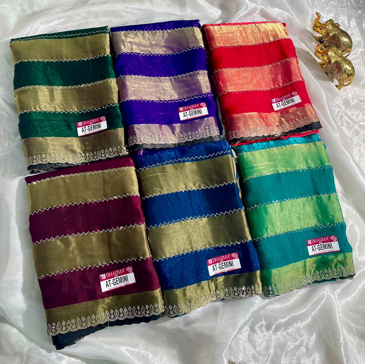 AT-GEMINI SATIN PATTA FABRIC SAREE WITH BEAUITFUL DESIGN WITH TRENDING SAREE AND SIROSKI WORK ON SAREE WITH BLOUSE
