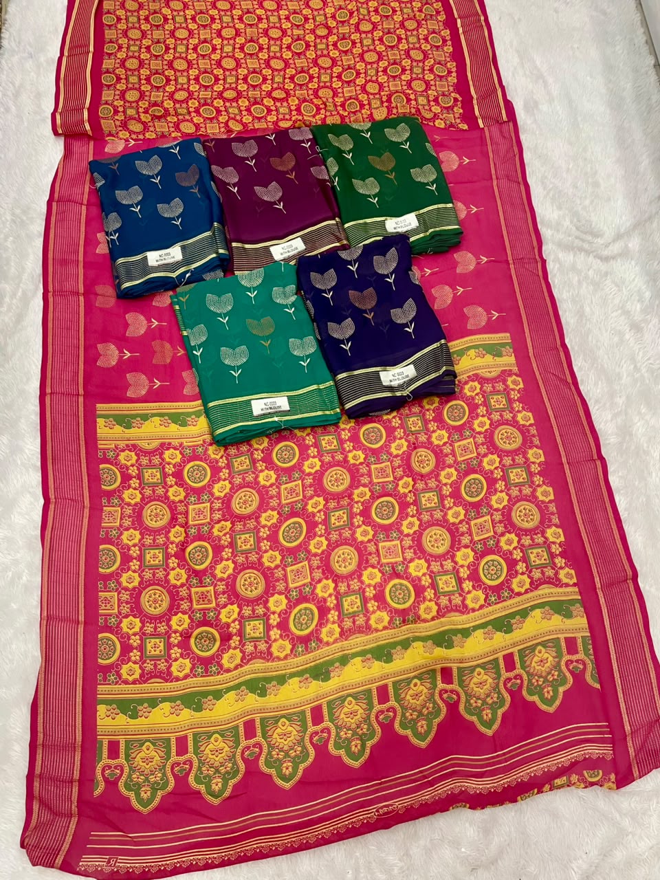 NC-0003 ZOMATO ZARI FABRIC SAREE WITH RICH PALLU PRINT WITH FLORAL DESIGN ON BODY WITH BLOUSE