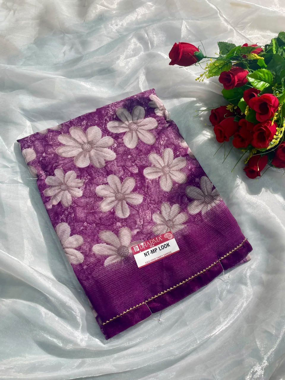 NT-MP LOOK RENIYAL FABRIC SAREE WITH BEAUTIFUL DESIGN WITH FLORAL DESIGN WITH BEAUTIFUL LACE WITH BLOUSE