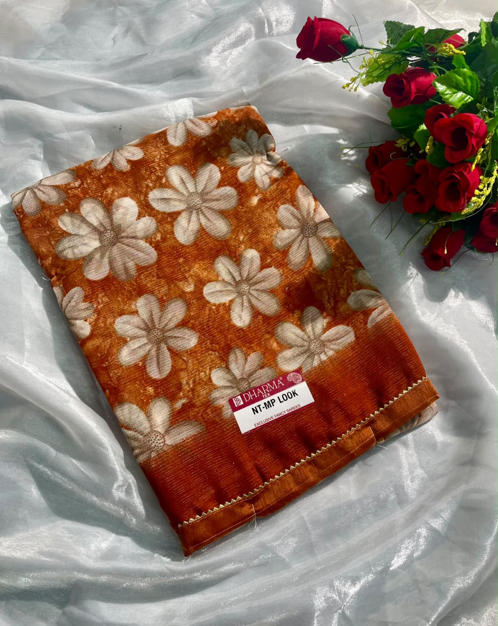 NT-MP LOOK RENIYAL FABRIC SAREE WITH BEAUTIFUL DESIGN WITH FLORAL DESIGN WITH BEAUTIFUL LACE WITH BLOUSE
