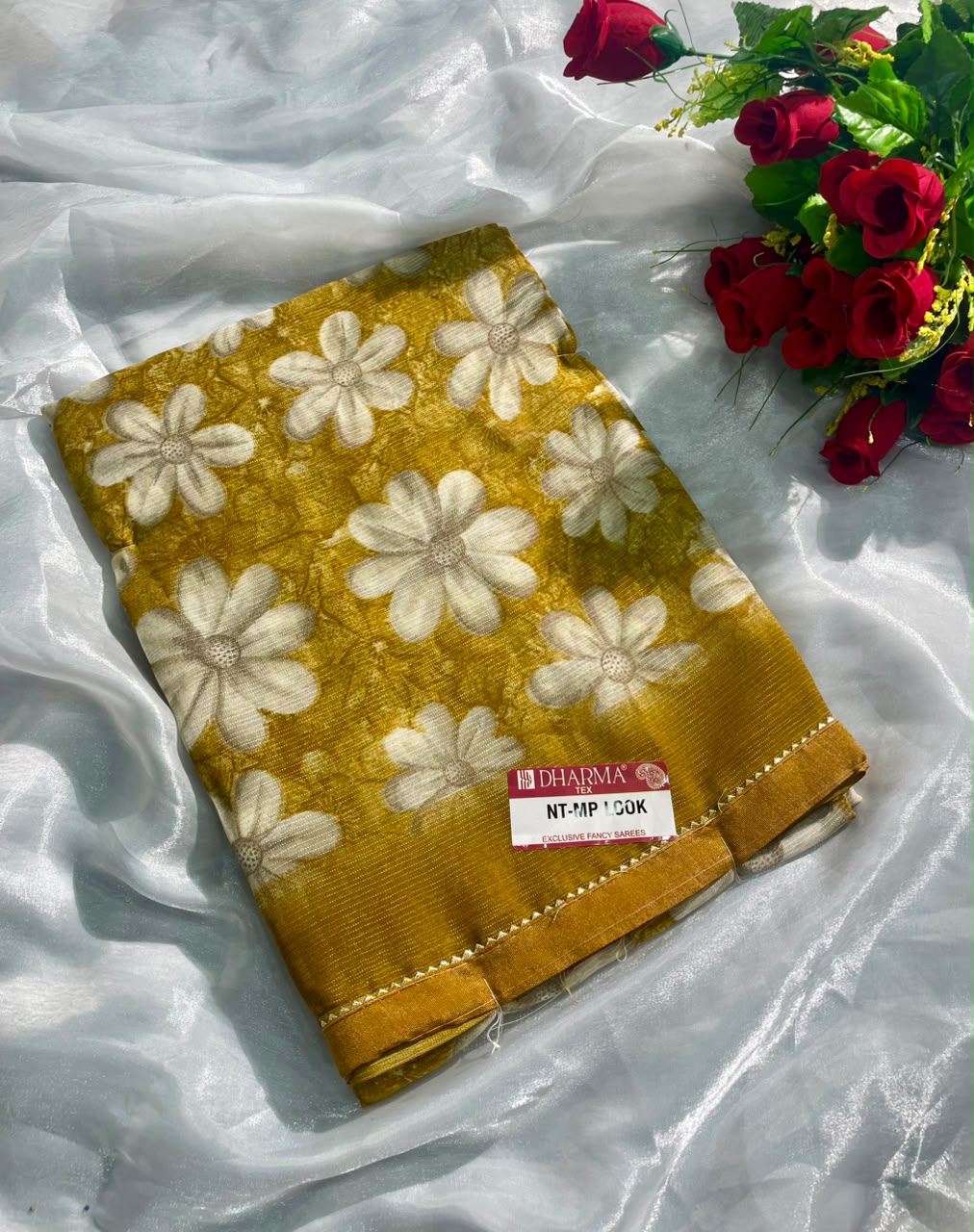 NT-MP LOOK RENIYAL FABRIC SAREE WITH BEAUTIFUL DESIGN WITH FLORAL DESIGN WITH BEAUTIFUL LACE WITH BLOUSE