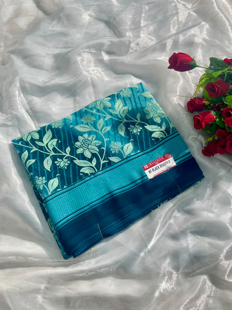 NT-BLACK BEAUTY-2 HEAVY RANIYAL FABRIC SAREE WITH BEAUTIFUL DESIGN WITH FLORAL PRINT WITH HEAVY BLOUSE
